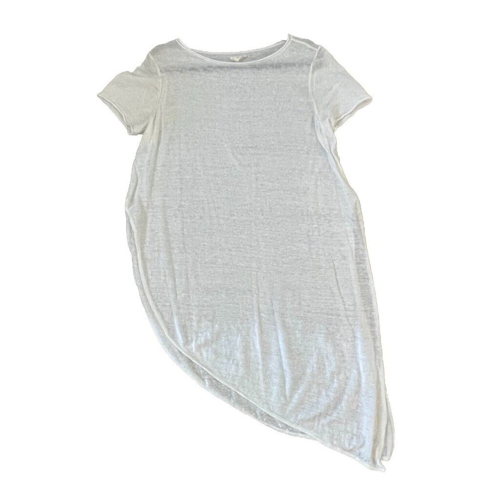 Eileen Fisher Women’s Organic Linen Asymmetrical Tunic Sweater Size Large White